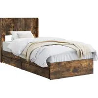 vidaXL Bedframe met opbergruimte en hoofdbord Gerookt eiken