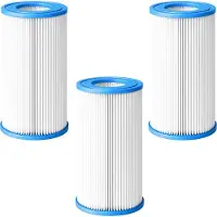 Phonillico Zwembadfilterpatroon Type A/Type III/Type C [Set van 3] Compatibel met Intex, Bestway, Flowclear en Summer Waves-pompen van 530-1500 GPH 10,6 x 20,3 cm