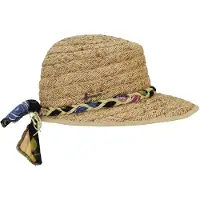 Herman Casquette/chapeau en paille naturelle raphia pour femme très légère et souple avec ceinture tressée raphia/tissu