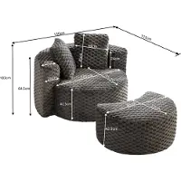 HAUSS SPOLE Fauteuil - Ronde Loungestoel Met Hocker - Comfortabel En Montagevrij - Voor Woonkamer En Slaapkamer - Stof Donkergrijs