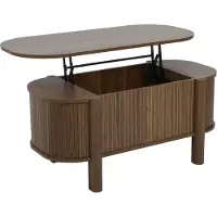 Oviala - Salontafel met opklapbaar blad ovaal 100x48 cm donker houteffect - Clover