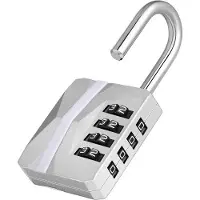 OEM 4-cijferig veiligheidsslot, groot hangslot voor spindel, kast, weerbestendig voor buitengebruik, geschikt voor tuindeuren, kelders, hekken (zilver)