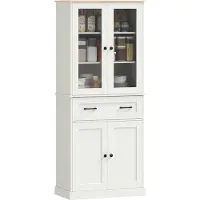 HOMCOM Keukenvoorraadkast-MDF-76L x 40B x 182,5H cm-Crèmewit