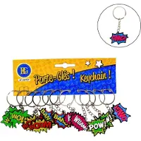 BG Sleutelhangers Stripballon – Set van 12 – Stoere Cartoon Tekst Balloons – Uitdeelcadeaus, Traktatie, Sleutelhanger Tekst