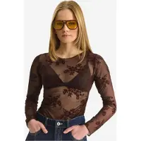 Bianco Bloemmotief Uitgesneden Lange Mouwen Blouse