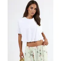 Busem Korte Mouwen Crop Blouse met Elastiek