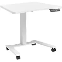 Viking Elektrisch hoogteverstelbaar Zit-sta-bureau Trapeziumvormig Wit H-Frame 800 (B) x 600 (D) mm Hout, metaal