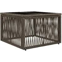 Syfax Tuinstafel Grijs en zwart 55 x 55 x 37 cm PE Rattan en Glas