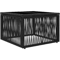 Syfax Tuinstafel Zwart 55 x 55 x 37 cm PE Rattan en Glas