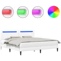 vidaXL Bedframe met LED-stripverlichting Wit 180 x 200 cm Kunstleer