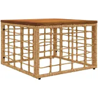 Syfax Tuinstafel Naturel 55 x 55 x 37 cm PE Rattan en Glas