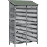 Syfax Tuinschuur met dak Grijs 106 x 56 x 176,5 cm Massief Vurenhout