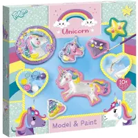 Totum Unicorn gips figuren gieten en beschilderen - knutselset 10 figuren - metallic verf