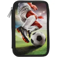 Dino World - Action Word Double Pencil Case Football - Dark Grey