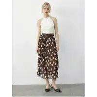 Bianco Hoge Taille Polkadot Maxi Rok met Ceintuur