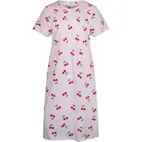 Gaubert Essential Dames Nachthemd Korte Mouw - Premium Gekamd Katoen - Kersjes - Roze - Maat XL - GB-6820