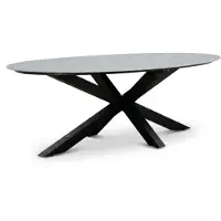 LUX outdoor living Calma low dining tuintafel 6 personen | sintered stone + aluminium | Marble Grey | 240cm ovaal