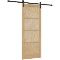vidaXL Schuifdeur Naturel en Zwart 86 x 211 cm Massief grenenhout