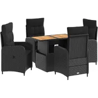 vidaXL Buiten Eettafel Set 5 st Zwart