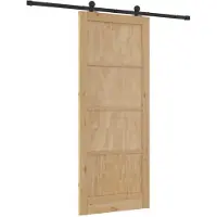 vidaXL Schuifdeur Naturel en Zwart 86 x 211 cm Massief grenenhout