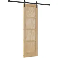 vidaXL Schuifdeur Naturel en Zwart 61 x 198,5 cm Massief grenenhout