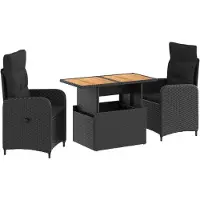 vidaXL Buiten Eettafel Set 3 st Zwart