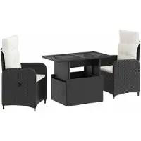 Syfax Buiten eettafelset 3 pcs Zwart en Cream Wit poly rattan
