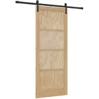 vidaXL Schuifdeur 86 x 211 cm Massief grenenhout Naturel en Zwart