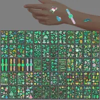 OEM Gloeinende tatoeageset voor kinderen - 60 stuks - Ontwerp met zeemeerminnen en dinosaurussen - Lichtgevend in het donker - Ideaal cadeau voor verjaardagen en adventskalenders