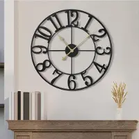 OEM Grote wandklok, stil, 47 cm, met Arabische cijfers, quartz uurwerk, wandklok op batterijen, gemakkelijk af te lezen, geschikt voor woonkamer, slaapkamer, keuken