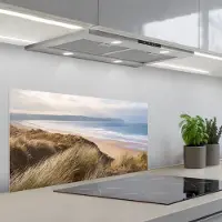 KitchenYeah Spatscherm 80x40 cm - Zelfklevende achterwand Duin - Strand - Water - Keuken muurbeschermer - Spatwand fornuis