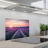 KitchenYeah Spatscherm 60x45 cm - Zelfklevende achterwand Lavendel - Paars - Bloemen - Keuken muurbeschermer - Spatwand fornuis