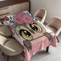 Abakuhaus Dierentafelkleed, Vuilafstoter met geavanceerde druktechnologie Wasbare heldere kleuren, 140 x 240 cm, Pastellroze en Meerkleurig