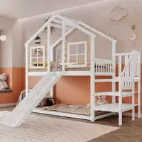HAUSS SPOLE Stapelbedden Voor Kinderen - 90x200 - Kinderstapelbed Met Glijbaan En Valbeveiliging - Massief Hout - Wit