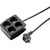 Kaiser Martin 4-Weg stopcontact met aardingskabel 1,5m zwart (Europese Stekkerdoos) - 536ZL/15W/SW