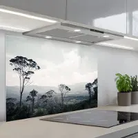 KitchenYeah Spatscherm 80x55 cm - Zelfklevende achterwand Bomen - Lucht - Natuur - Keuken muurbeschermer - Spatwand fornuis