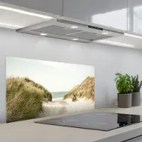 KitchenYeah Spatscherm 80x40 cm - Zelfklevende achterwand Strand - Duin - Lucht - Keuken muurbeschermer - Spatwand fornuis