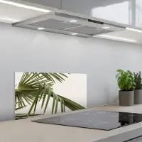 KitchenYeah Spatscherm 60x30 cm - Zelfklevende achterwand Palmbladeren - Groen - Natuur - Keuken muurbeschermer - Spatwand fornuis