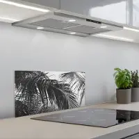 KitchenYeah Spatscherm 60x30 cm - Zelfklevende achterwand Palmbladeren - Natuur - Vintage - Palmboom - Keuken muurbeschermer - Spatwand fornuis