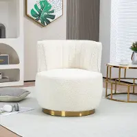 HAUSS SPOLE Draaistoel – Modern Teddy Stoel – Ronde Emmestoel – 360° Draaibaar Met Ergonomische Rugsteun – Voor Woonkamer En Slaapkamer – Teddy Wit
