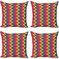Abakuhaus Geometrische Decoratieve Kussenhoes 4-pack, zigzag chevronvorm, Modern Accent dubbelzijdige digitale print, 50 x 50 cm, meerkleurig