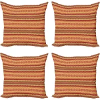 Abakuhaus Abstract Sierkussenhoes 4 Pack, Azteekse Volksornament, Modern Accent Dubbelzijdig Digitaal Print, 40 x 40 cm, Oranje en Geel