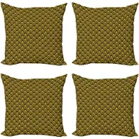 Abakuhaus decoratieve kussenhoes 4-pack, Art Deco geïnspireerd ontwerp, modern accent dubbelzijdig digitaal print, 60 x 60 cm, geel antracietgrijs