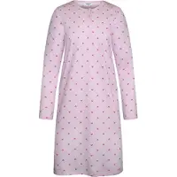 Gaubert Essential Dames Nachthemd Lange Mouw - Premium Gekamd Katoen - Hartjes - Roze - Maat L - GB-6823