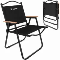 Trizand Opvouwbare Tuinstoel Zwart 54x56x79 cm – Campingstoel met Armleuningen – Lichtgewicht & Weerbestendig – Balkon, Tuin & Strand