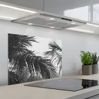 KitchenYeah Spatscherm 70x55 cm - Zelfklevende achterwand Palmbladeren - Natuur - Vintage - Palmboom - Keuken muurbeschermer - Spatwand fornuis