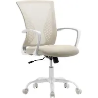 Songmics Bureaustoel, Bureaustoel met mesh bekleding, In hoogte verstelbare computerstoel, Draaistoel, Kantelfunctie, Ademend, Kantoor, Studie, Draagvermogen tot 120 kg, Cappuccino Beige