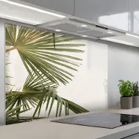 KitchenYeah Spatscherm 120x80 cm - Zelfklevende achterwand Palmbladeren - Groen - Natuur - Keuken muurbeschermer - Spatwand fornuis