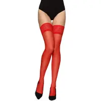 Merry Style MS-SS-J01 Dames Panty - 15 DEN- halsterloos - Fijn Kousen - Polyamide - Rood - M-L