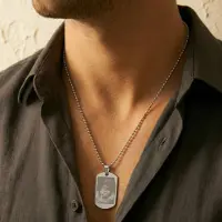 Yoursurprise Gepersonaliseerde fotoketting - Dog tag - Zilver